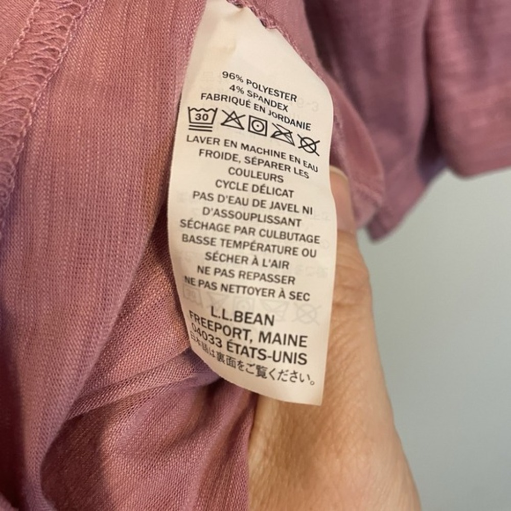 LL Bean Shirt Womens Medium Petite Regular Streamside Tee 3/4 Sleeve Rose Pink - Picture 4 of 5